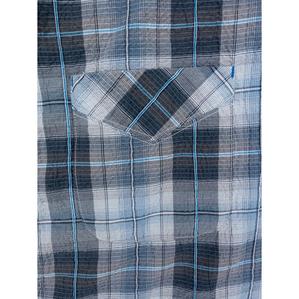 Kuhl Shirt Mens Medium Blue Gray Plaid Seersucker Short Sleeve Gorpcore Outdoor - Picture 6 of 10